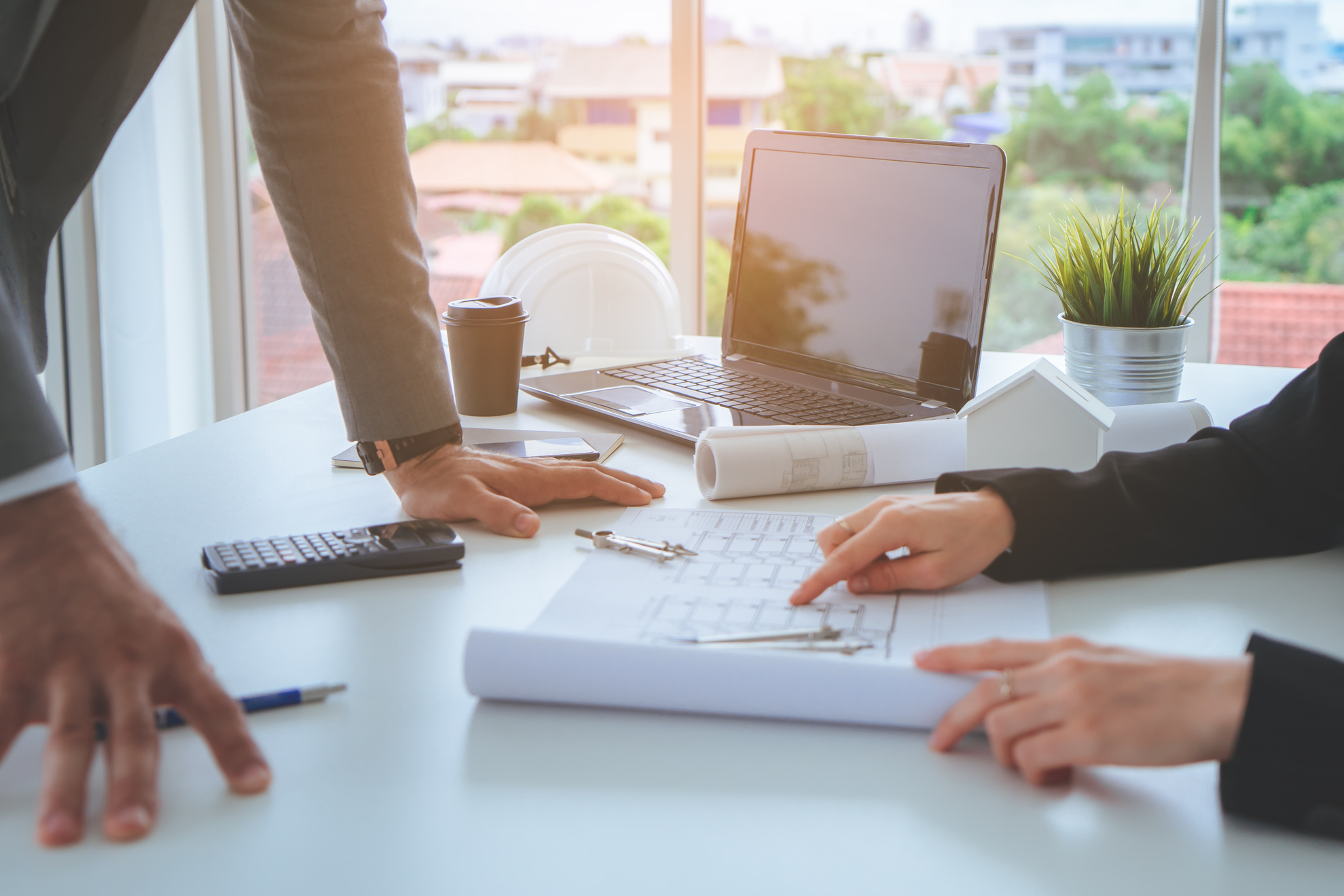 Construction engineer office working, Business Construction team working with plan in office
